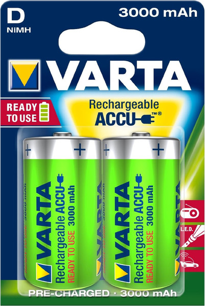 Комплект аккумуляторов Varta D/R20 Ni-MH 1.2V 3000mAh / 56720 101 402 - фото