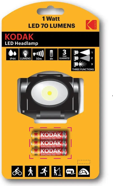 Фонарь Kodak LED Нeadlamp 1W/70lm +3AAA / 30413863 - фото