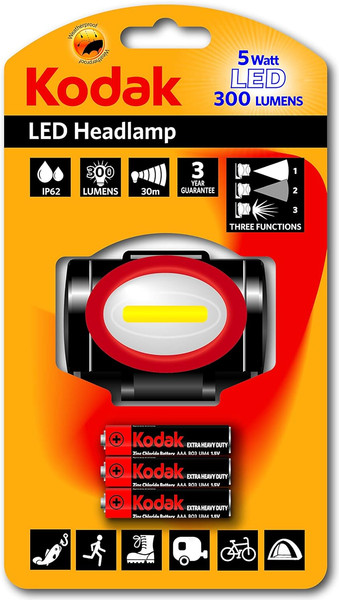 Фонарь Kodak LED Нeadlamp 5W/300lm +3AAA / 30413870 - фото