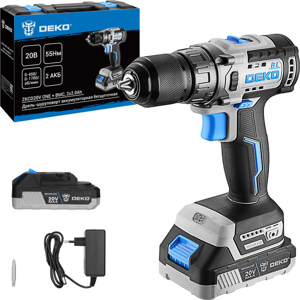 Аккумуляторная дрель-шуруповерт Deko ZKCD20V ONE + 20V / 084-1003 - фото