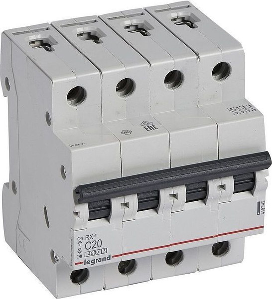 Выключатель автоматический Legrand 4.5кА 20А 4П C / 419742 - фото