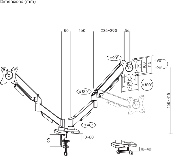 Кронштейн для монитора Ergosmart Power Black Light DBL