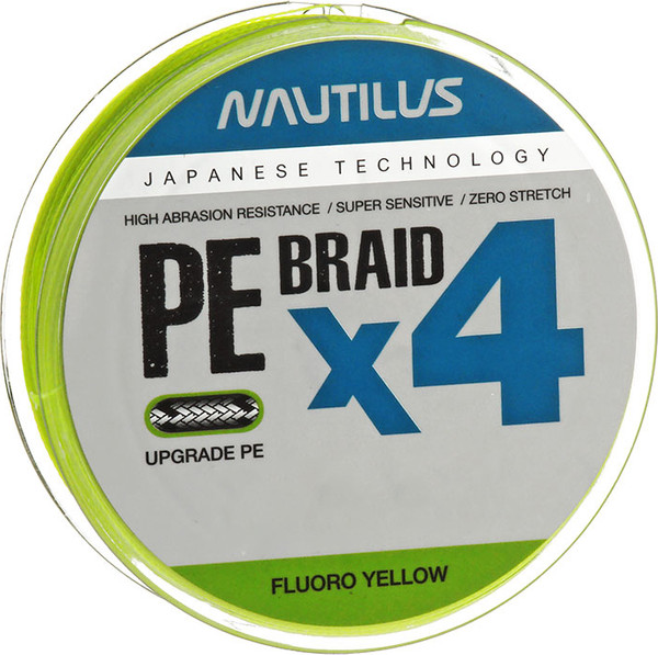 Леска плетеная NAUTILUS Braid X4 Fluoro Yellow d-0.10 5.4кг 0.8PE 135м / 06-42302691 - фото
