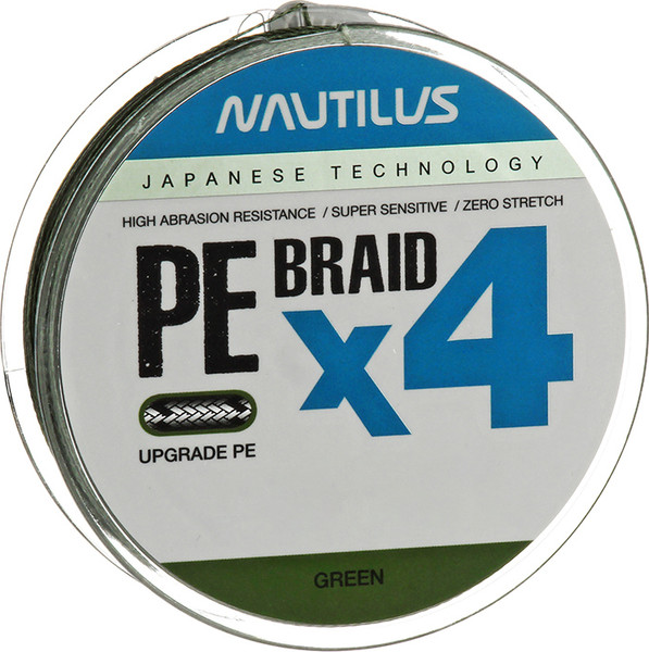 Леска плетеная NAUTILUS Braid X4 Green d-0.08 4.5кг 0.6PE 135м / 06-42302702 - фото