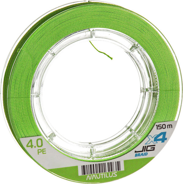 Леска плетеная NAUTILUS X4 Jig Braid Chartreuse d-0.24мм 20.1кг 3.5PE 150м / 06-42302644 - фото