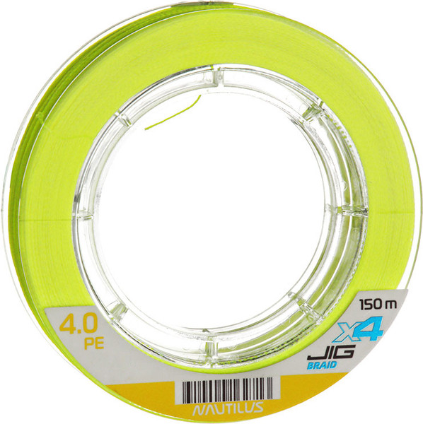 Леска плетеная NAUTILUS X4 Jig Braid Fluoro Yellow d-0.10мм 5.4кг 0.08PE / 06-42302613 - фото