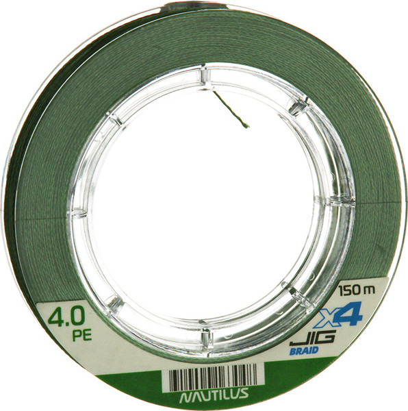 Леска плетеная NAUTILUS X4 Jig Braid Green d-0.14мм 9.1кг 1.2PE / 06-42302651 - фото