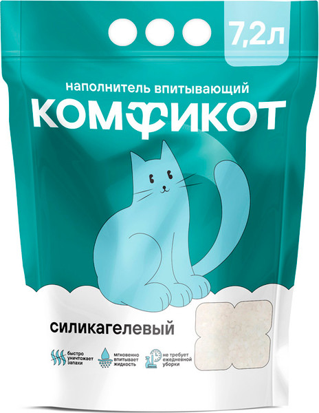 Наполнитель для туалета Комфикот Силикагелевый впитывающий / 20367010 - фото