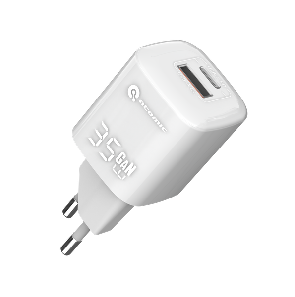 Зарядное устройство сетевое Atomic Crystal G351 GAN 35W USB A+C с кабелем USB С-С / 10.194 - фото