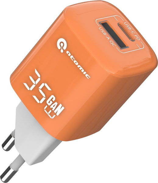 Зарядное устройство сетевое Atomic Crystal G351 GAN 35W USB A+C с кабелем USB С-С / 10.197 - фото