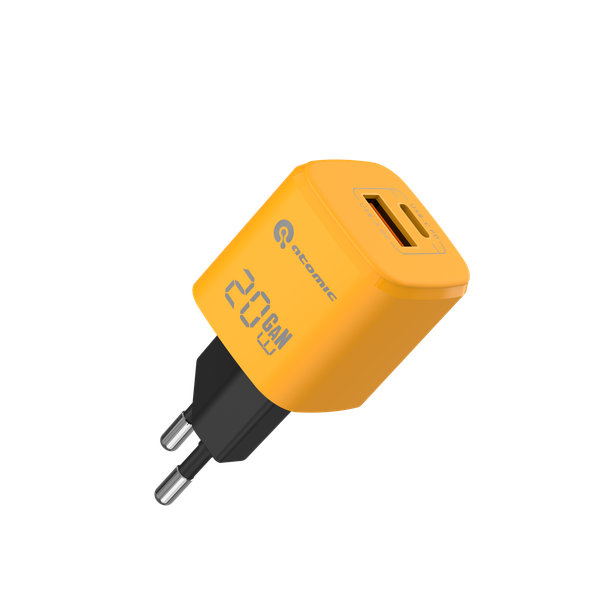 Адаптер питания сетевой Atomic UniQ G201 GAN 20W USB A+C / 10.182 - фото