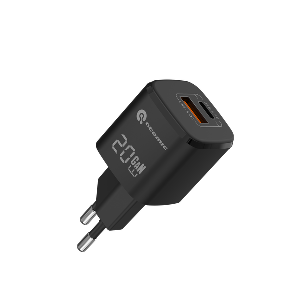 Адаптер питания сетевой Atomic UniQ G201 GAN 20W USB A+C / 10.180 - фото