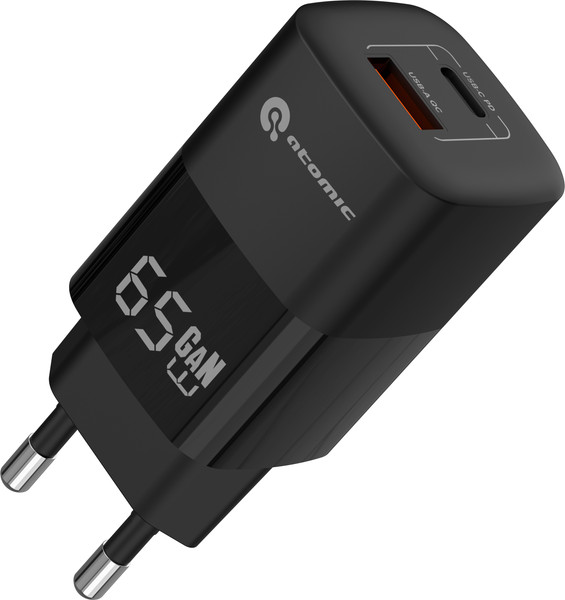 Зарядное устройство сетевое Atomic UniQ G651 GAN 65W USB A+C с кабелем USB С-С / 10.190 - фото
