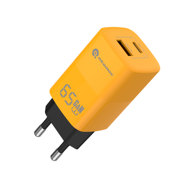 Адаптер питания сетевой Atomic UniQ G651 GAN 65W USB A+C / 10.187 - фото