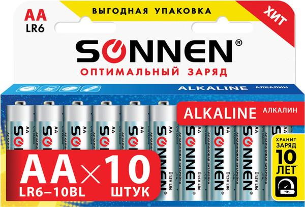 Комплект батареек Sonnen AA LR6 / 451086 - фото