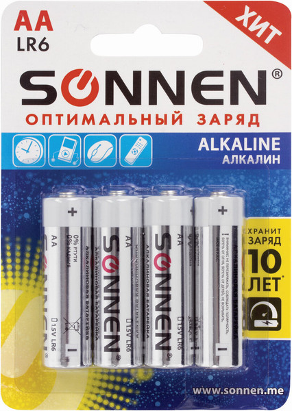 Комплект батареек Sonnen AA LR6 / 451085 - фото
