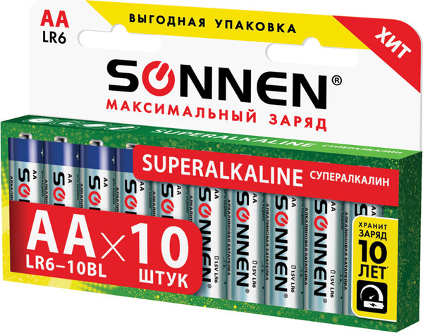 Комплект батареек Sonnen Super Alkaline АА LR6/15А / 454231