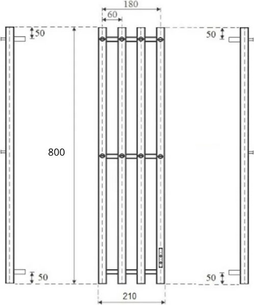 Полотенцесушитель электрический Маргроид Ferrum Inaro 4 СНШ 80x6 8 крючков