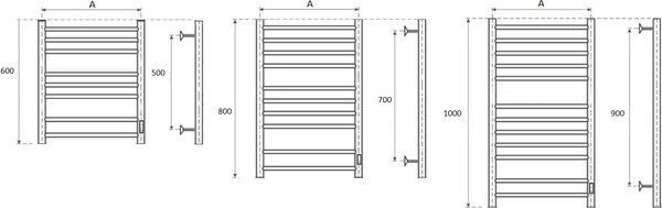 Полотенцесушитель электрический Маргроид Вид 10 СНШ премиум профильный 80x50