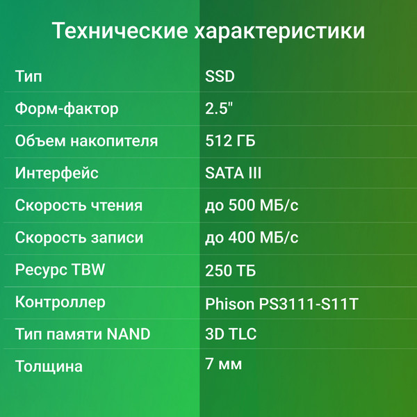 SSD диск Digma Run P1 512GB (DGSR2512GP13T)