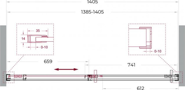 Душевая дверь BelBagno SOFT_CLOSE-1-BF-1-140-C-GM