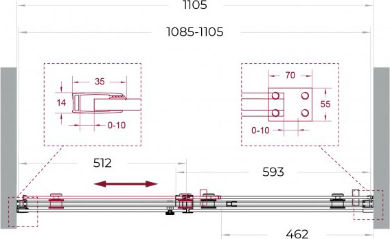 Душевая дверь BelBagno SOFT_CLOSE-2-BF-1-110-C-GM