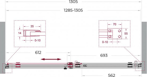 Душевая дверь BelBagno SOFT_CLOSE-2-BF-1-130-C-GM