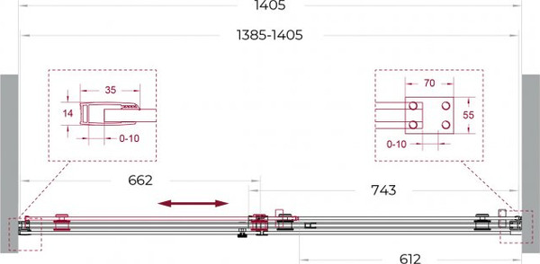 Душевая дверь BelBagno SOFT_CLOSE-2-BF-1-140-C-GM
