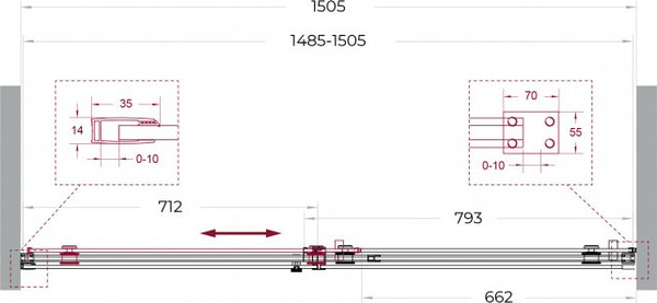 Душевая дверь BelBagno SOFT_CLOSE-2-BF-1-150-C-GM