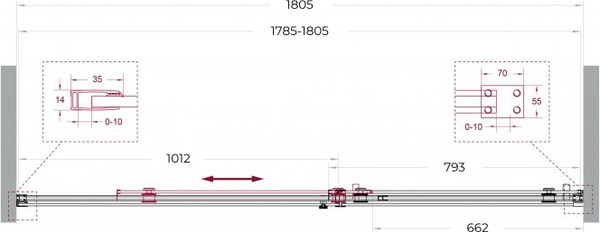 Душевая дверь BelBagno SOFT_CLOSE-2-BF-1-180-C-GM