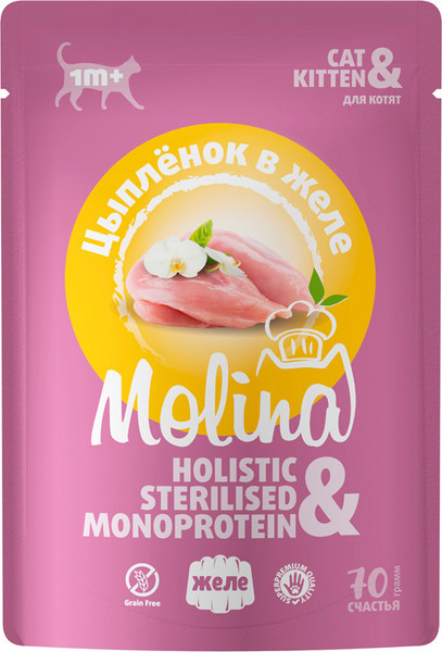 Влажный корм для кошек Molina Для котят Цыпленок в желе / 1061205 - фото