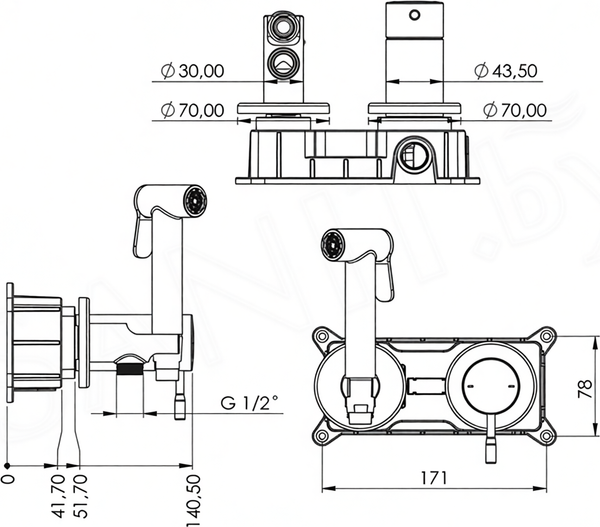 Гигиенический душ со смесителем Teska Atlas Tera TB7014