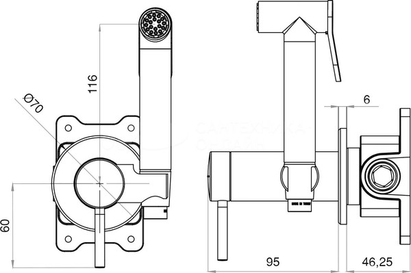 Гигиенический душ со смесителем Teska Pulito BTK6800