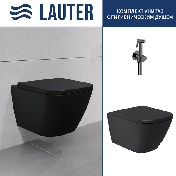 Унитаз подвесной Lauter Nuremberg 21811B черный + Breez 21GN7072BM - фото