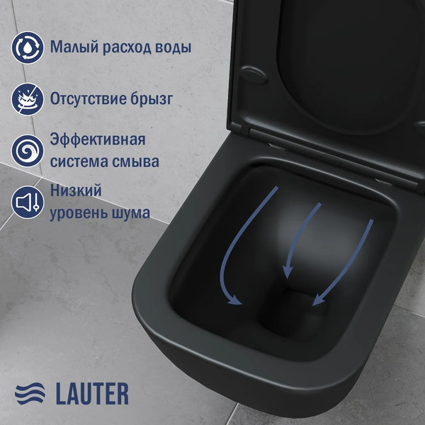Унитаз подвесной Lauter Nuremberg 21811B черный + Breez 21GN7072BM