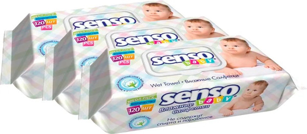 Влажные салфетки детские Senso Baby С клапаном - фото