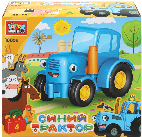 Конструктор Город мастеров Большие кубики: Синий трактор / 10006-GK - фото