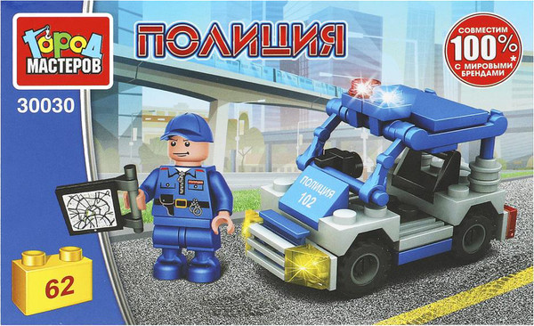 Конструктор Город мастеров Полицейский с машиной / 30030-KK - фото