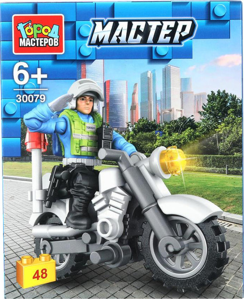 Конструктор Город мастеров Полицейский на мотоцикле / 30079-XJ - фото