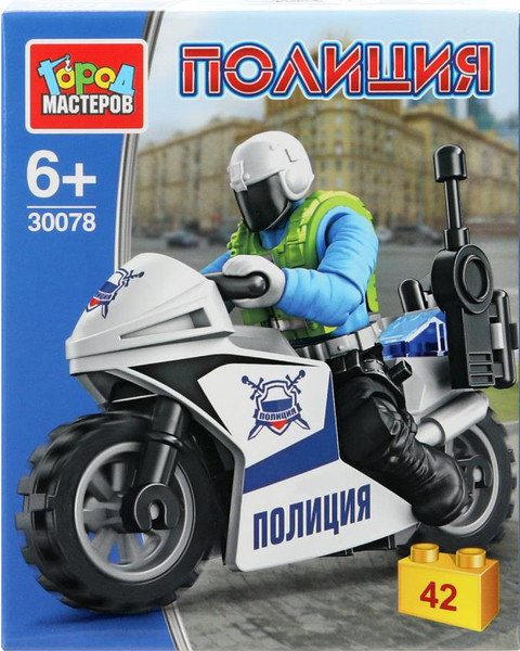 Конструктор Город мастеров Полицейский на мотоцикле / 30078-XJ - фото