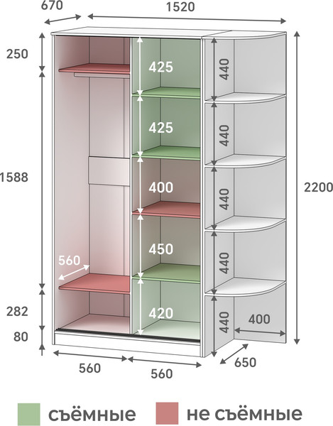 Шкаф-купе Кортекс-мебель Лагуна ШК04-02