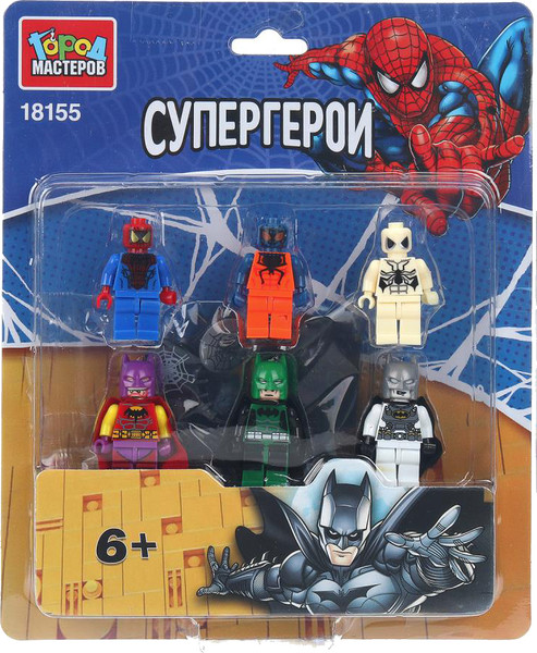 Элемент конструктора Город мастеров Фигурки Бэтмен + Спайдермен / 18155-YF - фото