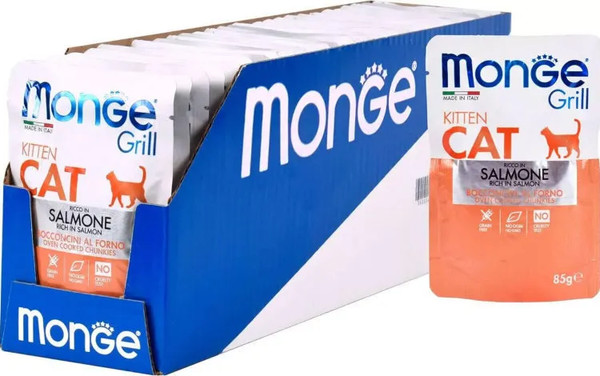 Влажный корм для кошек Monge Grill Kitten с норвежским лососем - фото