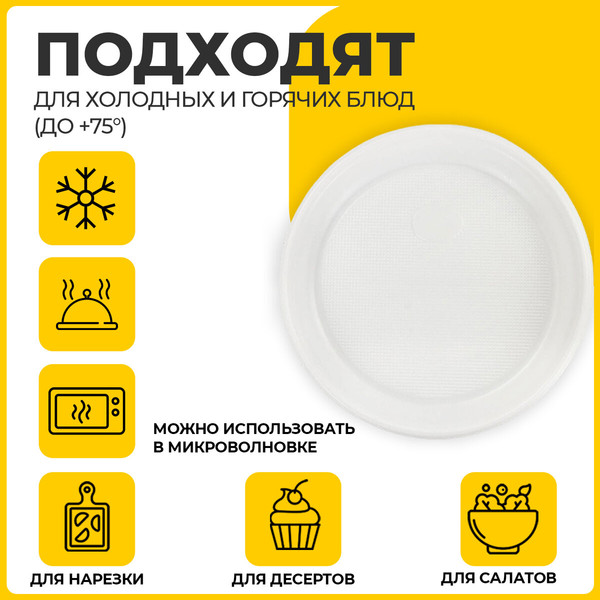 Набор одноразовых тарелок Laima Стандарт / 607388