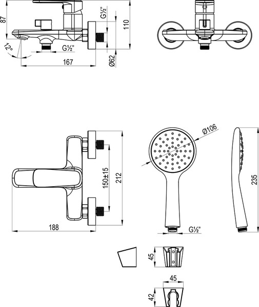 Смеситель LEMARK LMF-1022B-C