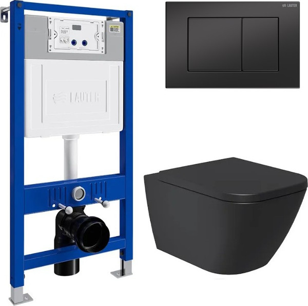 Унитаз подвесной с инсталляцией Lauter Nuremberg 21811B + 21901002 - фото