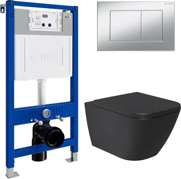 Унитаз подвесной с инсталляцией Lauter Nuremberg 21811B + 21901002 - фото