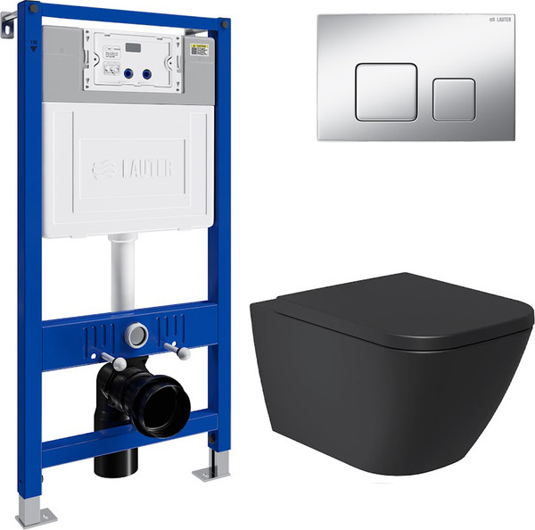 Унитаз подвесной с инсталляцией Lauter Nuremberg 21811B + 21901002 - фото