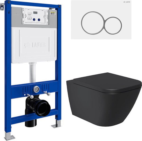 Унитаз подвесной с инсталляцией Lauter Nuremberg 21811B + 21901001 - фото