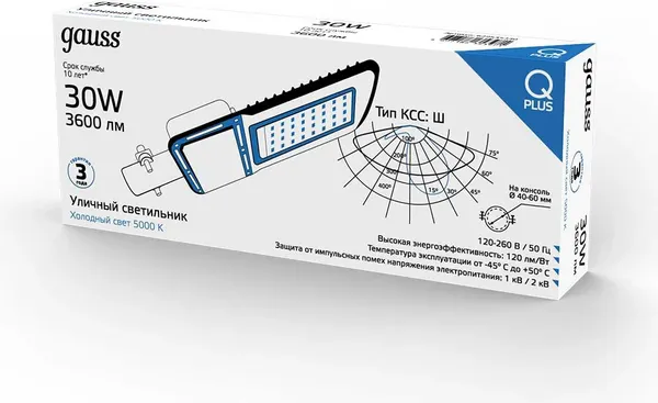 Светильник уличный Gauss Qplus 629535330
